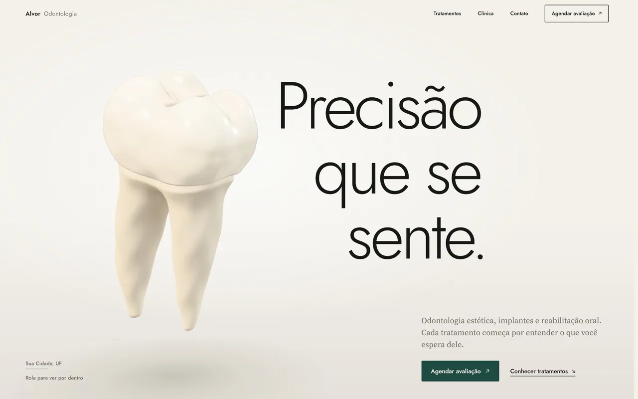 Tela inicial do site Alvor Odontologia